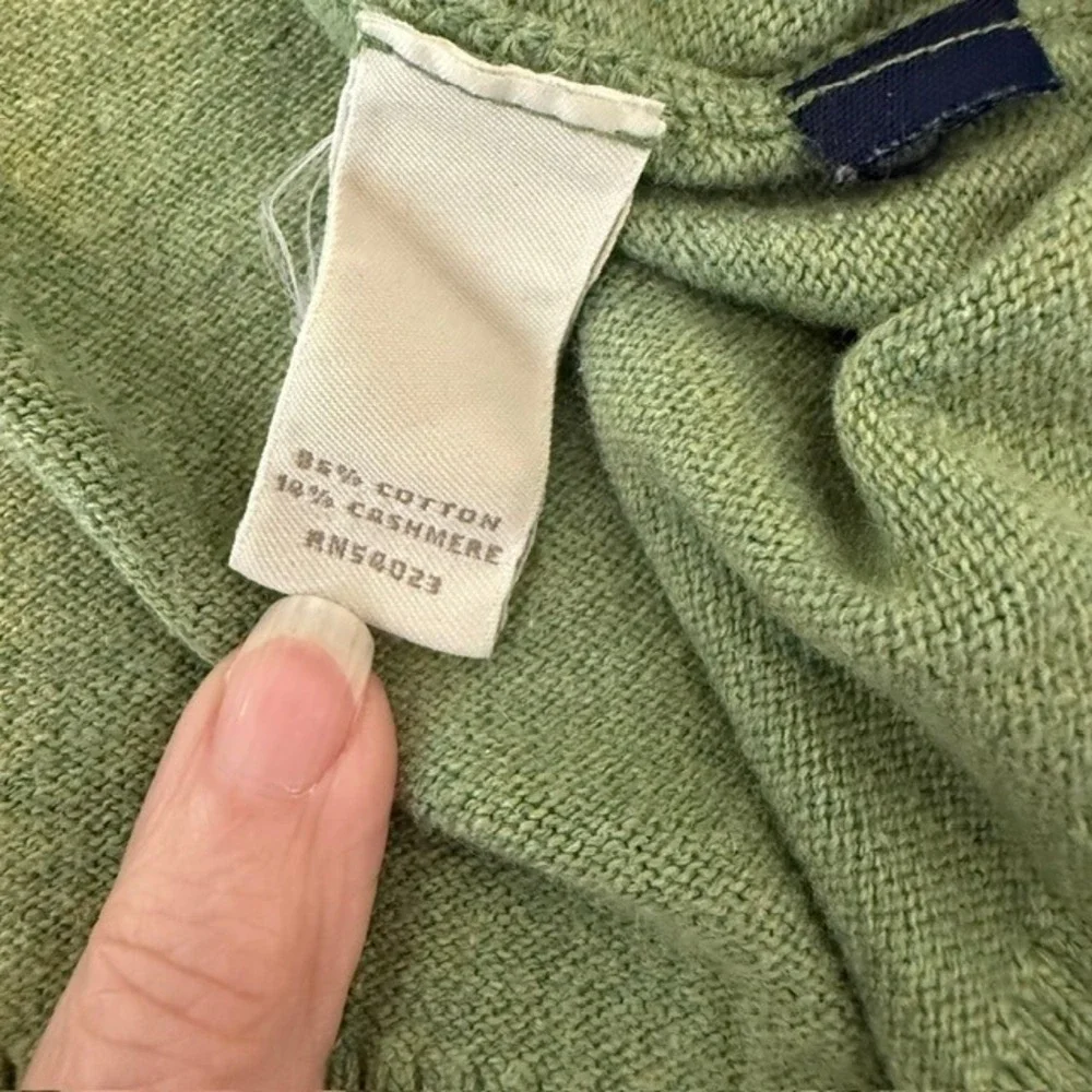 Banana Republic Cotton Cashmere V-Neck Sweater Vest Green Medium